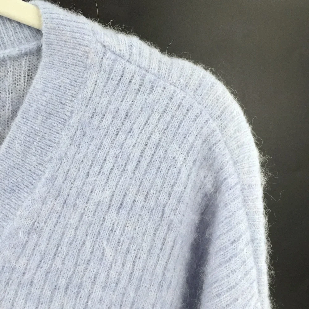 & other stories anthropologie alpaca wool blue periwinkle‎ Blue V Neck Sweater S